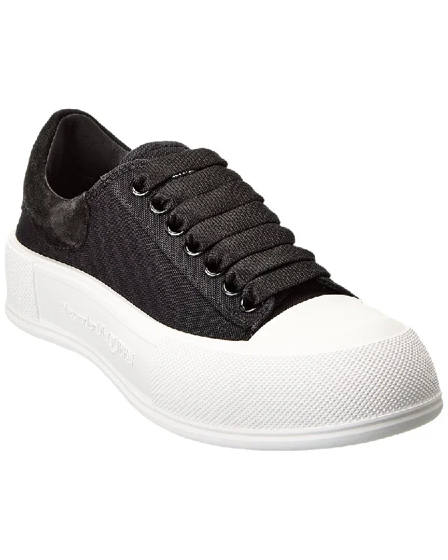 Soft Sole Shoes Alexander McQueen Deck Plimsoll Canvas & Suede Sneaker