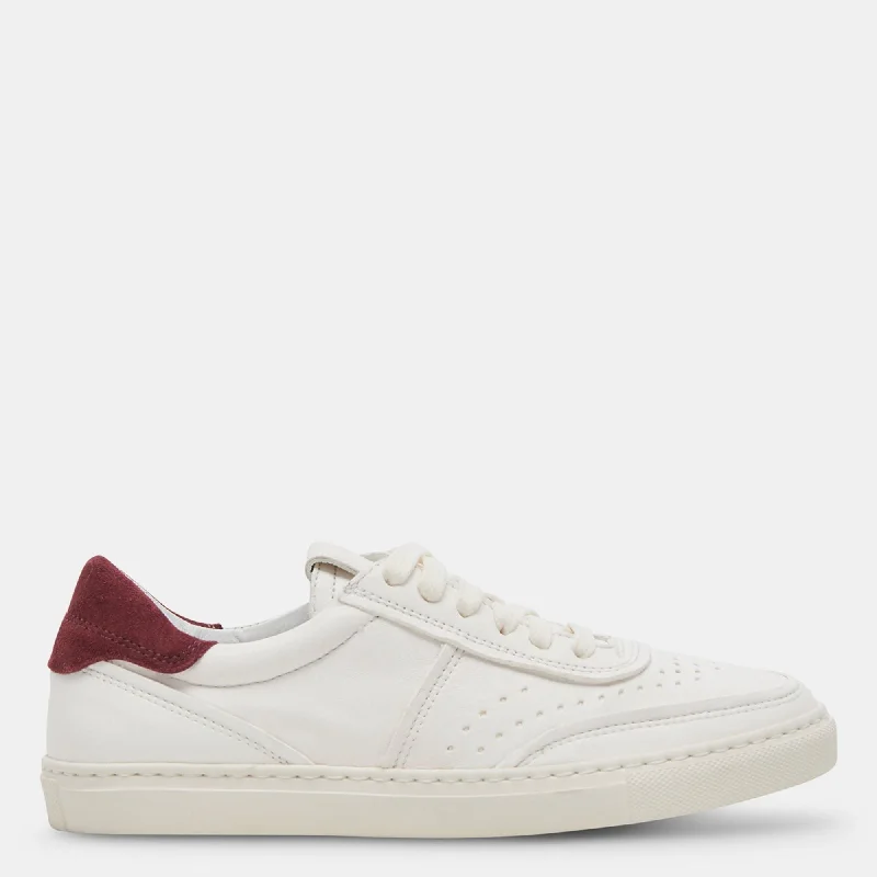 Comfortable High-Top Sneakers BODEN SNEAKERS WHITE MAROON LEATHER