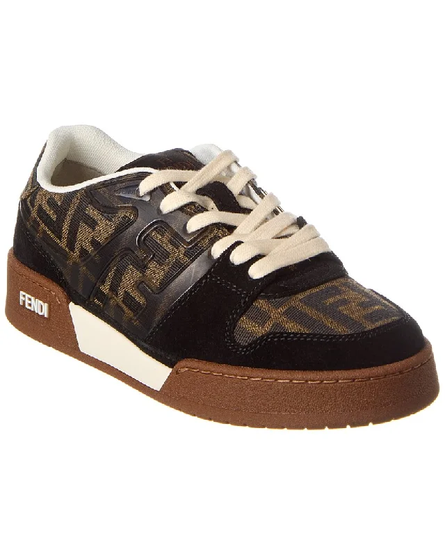 Soft Sole Casual Shoes FENDI Match Jacquard & Suede Sneaker