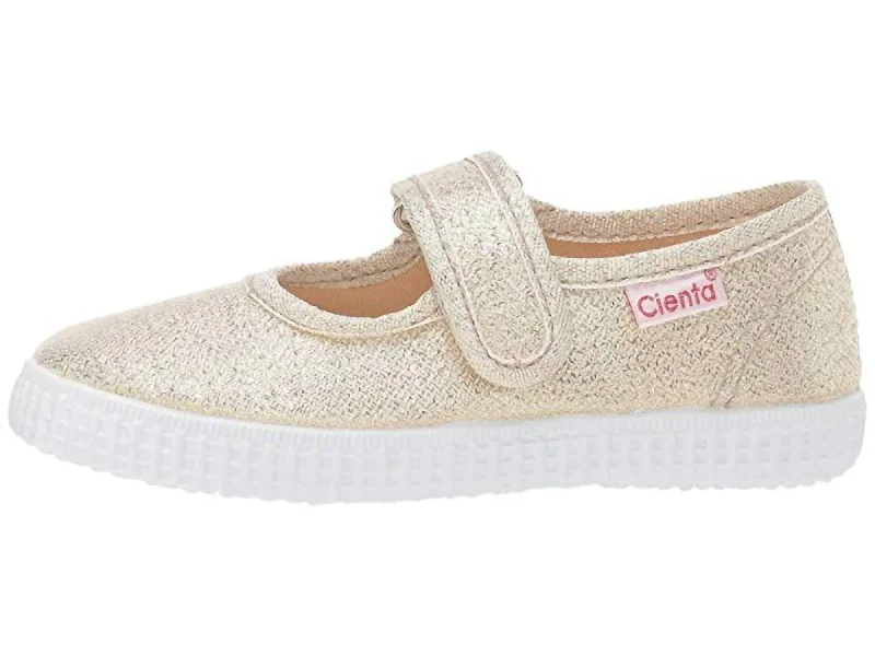 Trendy Casual Shoes Offer Girl's Mary Jane In Gold Metallic