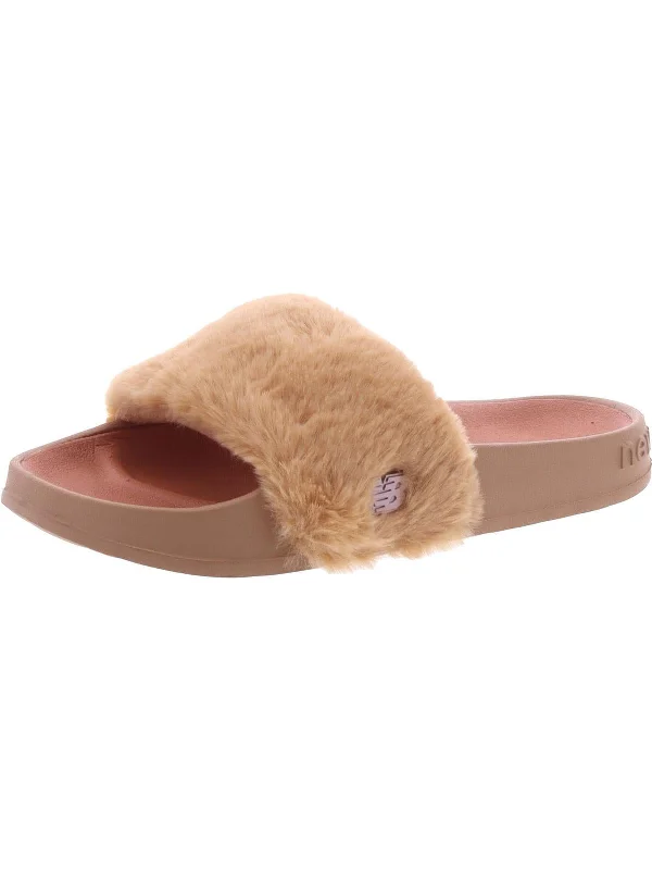 Easy Elegance Sales 200 Fuzzies Womens Faux Fur Footbed Slide Sandals