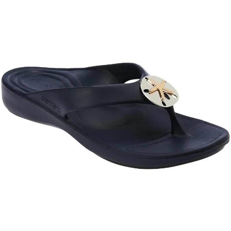 Women's Chic Footwear Aetrex Womens Maui Starfish Embellished Cushioned Footbed Slide Sandals