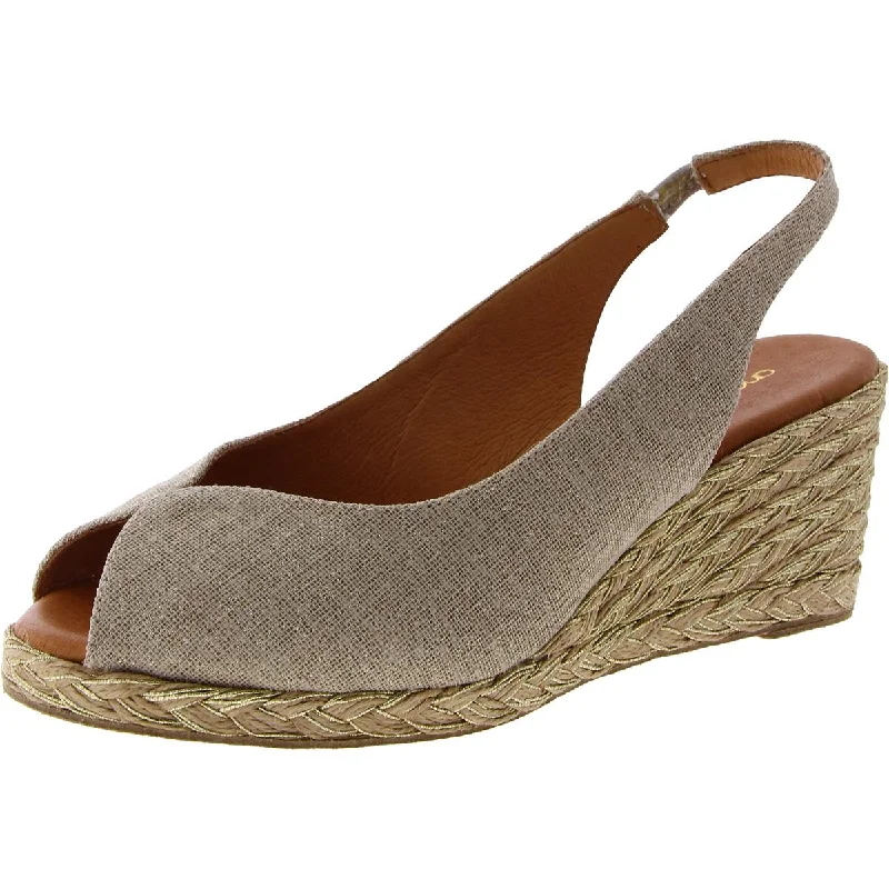 Women's Business Casual Shoes André Assous Womens Audrey Canvas Peep Toe Espadrilles