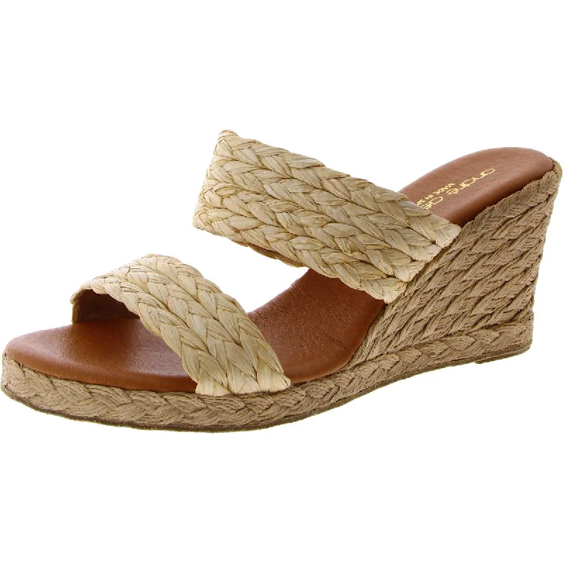 Hot Sale André Assous Womens Leather Slip-On Wedge Sandals