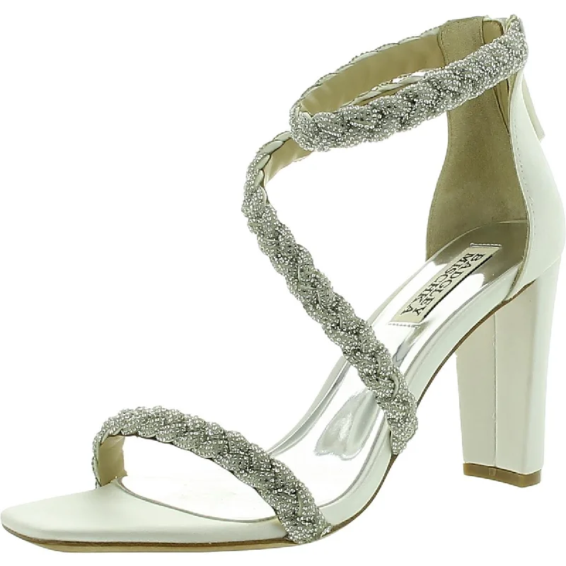 Trendy Flats Sale Badgley Mischka Womens Satin Embellished Ankle Strap