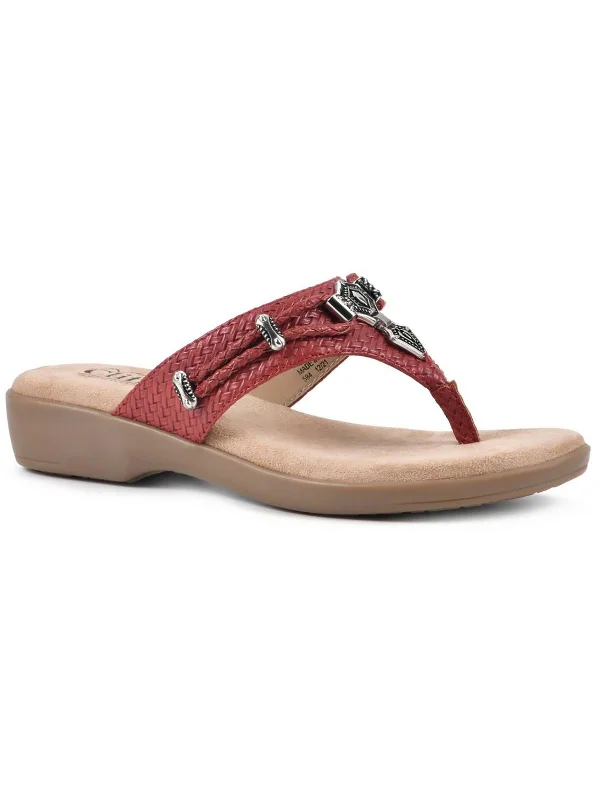 Vintage-Inspired Shoes Deal BAILEE Womens Faux Leather Slip On Thong Sandals