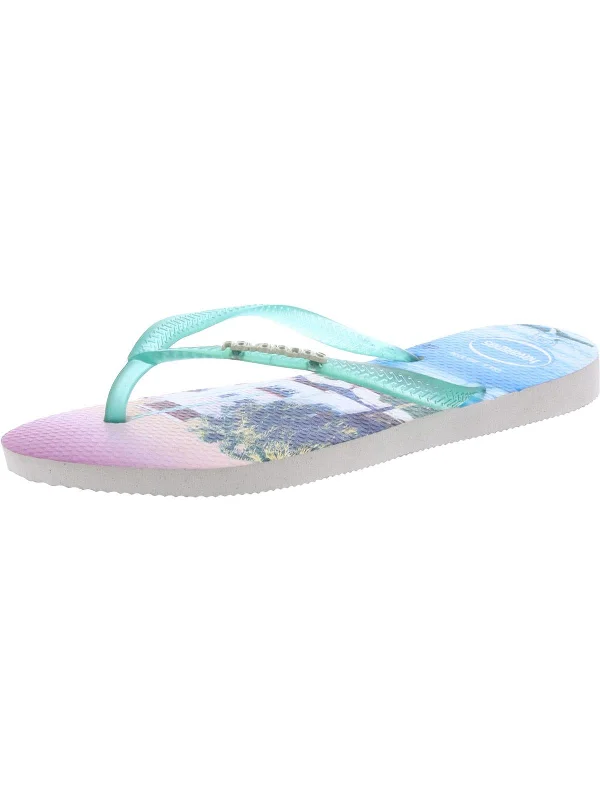 Casual Women's Flats Beach Prit Signature Man Made Thong Sandals