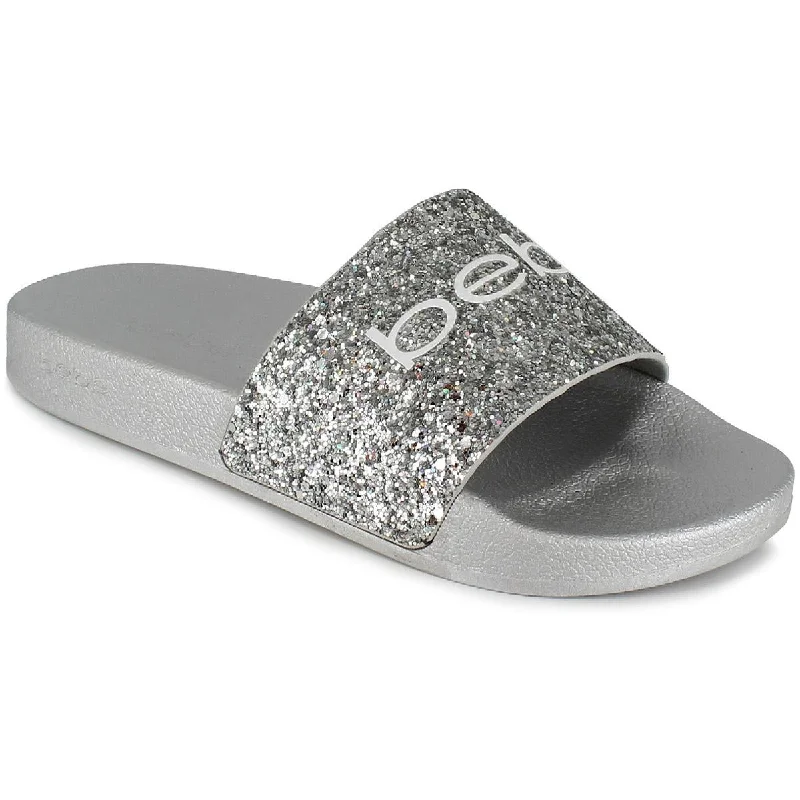 Mega Sale Bebe Womens Fraida Glitter Logo Slide Sandals