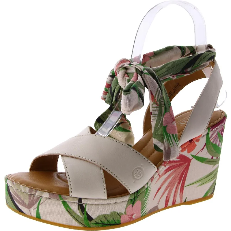 Comfortable Business Shoes Born Womens Airedale Leather Floral Wedge Sandals