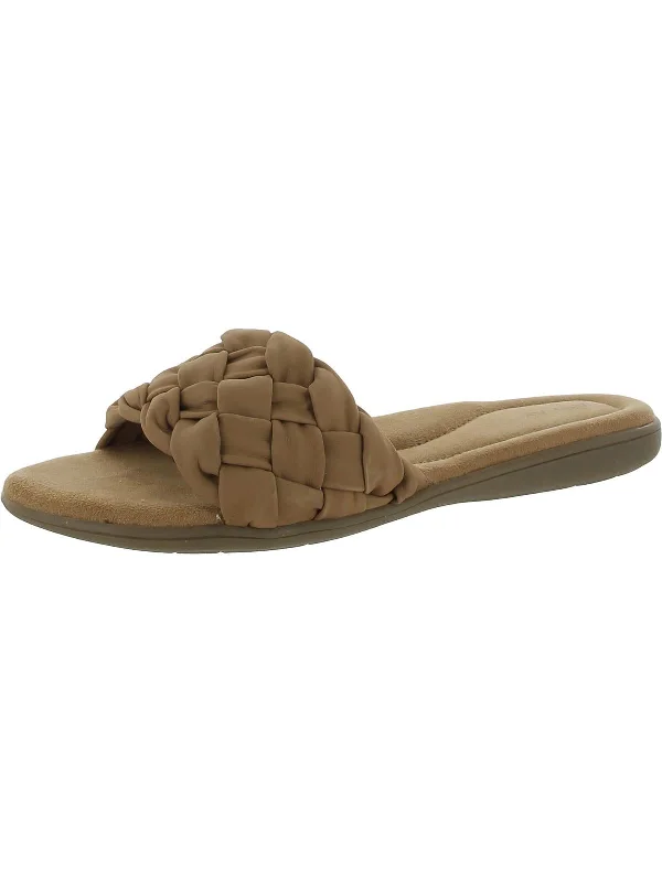 Effortless Slip-On Shoes Callisto Womens Leather Woven Slide Sandals