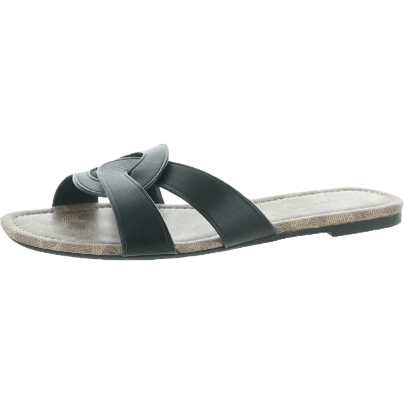 Stylish Deals Coach Womens Essie Leather Slip On Flat Sandals