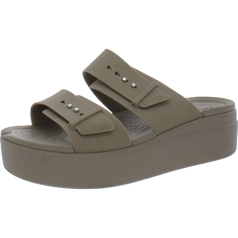 Statement Fashion Offers Crocs Womens Brooklyn Buckle Slip On Comfort Wedge Sandals