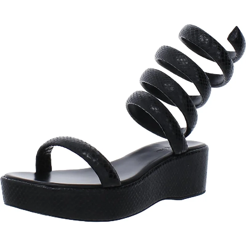 Holiday Glam Cult Gaia Womens Gabi Leather Dressy Platform Sandals