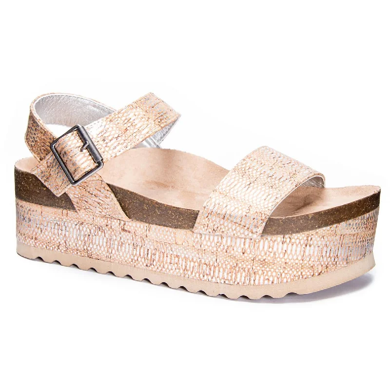 Affordable Luxury Fashion Dirty Laundry Womens Palms Faux Leather Flatform Footbed Sandals