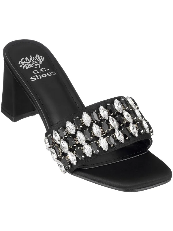 Athleisure Style Sale Drais Womens Rhinestone Faux Leather Slide Sandals