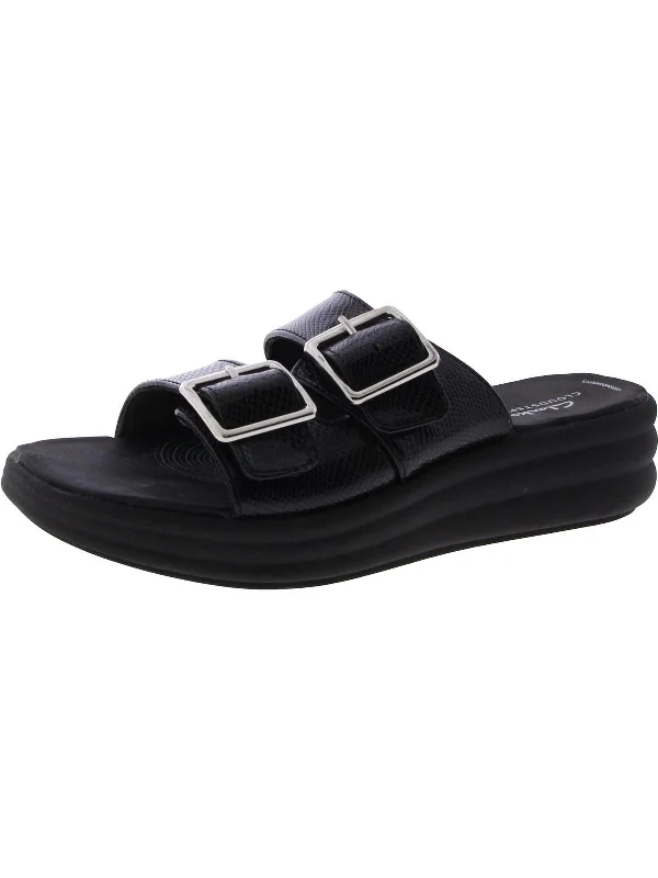 Mega Sale Drift Buckle Womens Faux Leather Slip On Slide Sandals