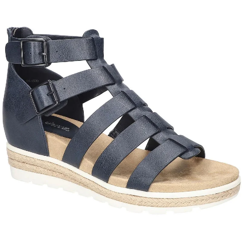 Hot Trends Easy Street Womens Simone Zipper Faux Leather Strappy Sandals