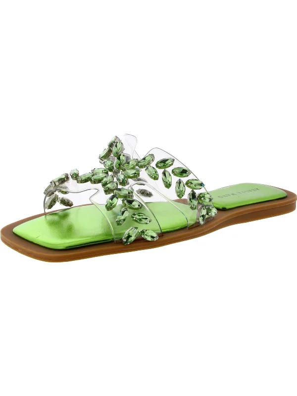 Trend Leading Collection Falken Womens Rubber Rhinstone Slide Sandals