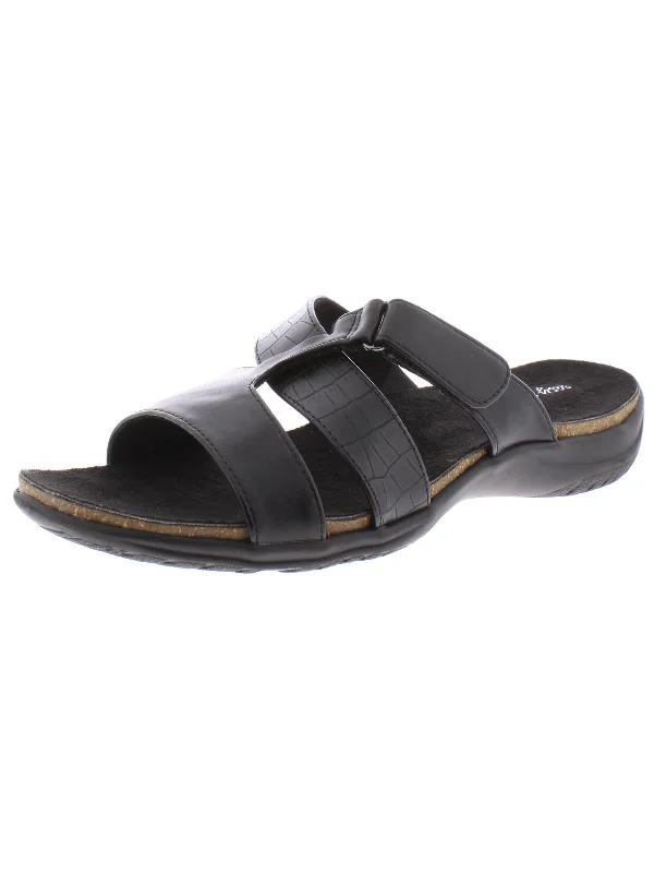 Women's Everyday Flats Frenzy Womens Faux Leather Flat Slide Sandals