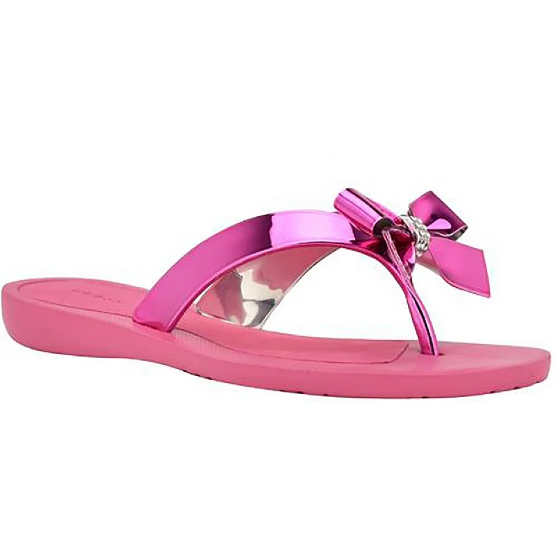 Women's Walking Shoes Guess Womens Metallic Flat Flip-Flops