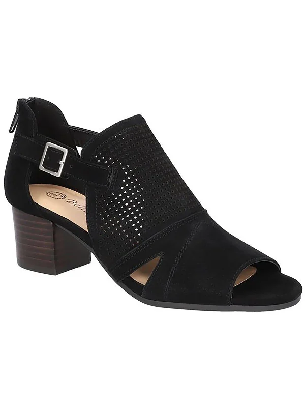 Non-Slip Shoes Illiana Womens Leather Perforated Block Heel