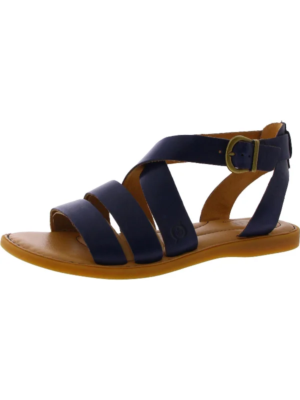 Weekend Exclusive Imogen Womens Faux Leather Open Toe Ankle Strap