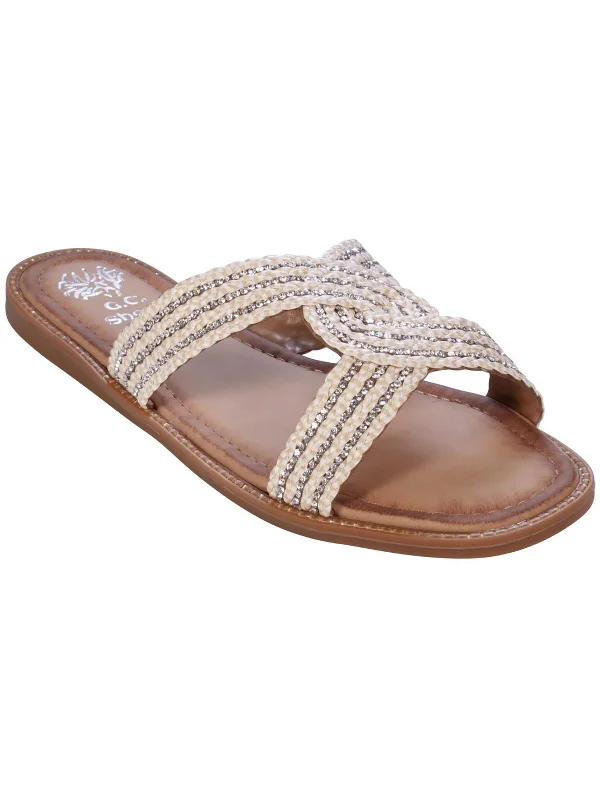 Women's Fashion-Forward Flats JANELL Womens Embellished Woven Slide Sandals