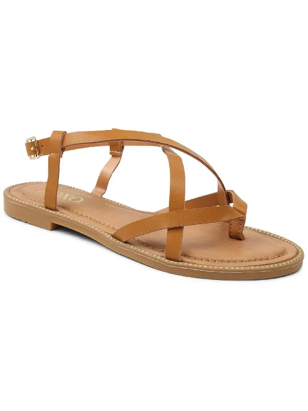 Chic Style Discounts Maury Womens Faux Leather Strappy Flat Sandals