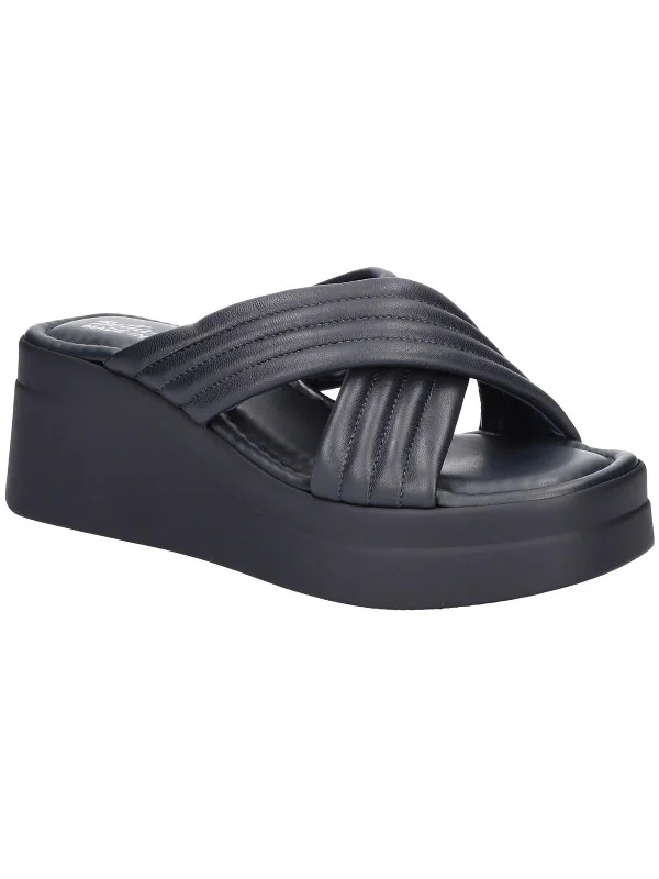 New In This Season Maz-Italy Womens Cushioned Footbed Leather Slide Sandals