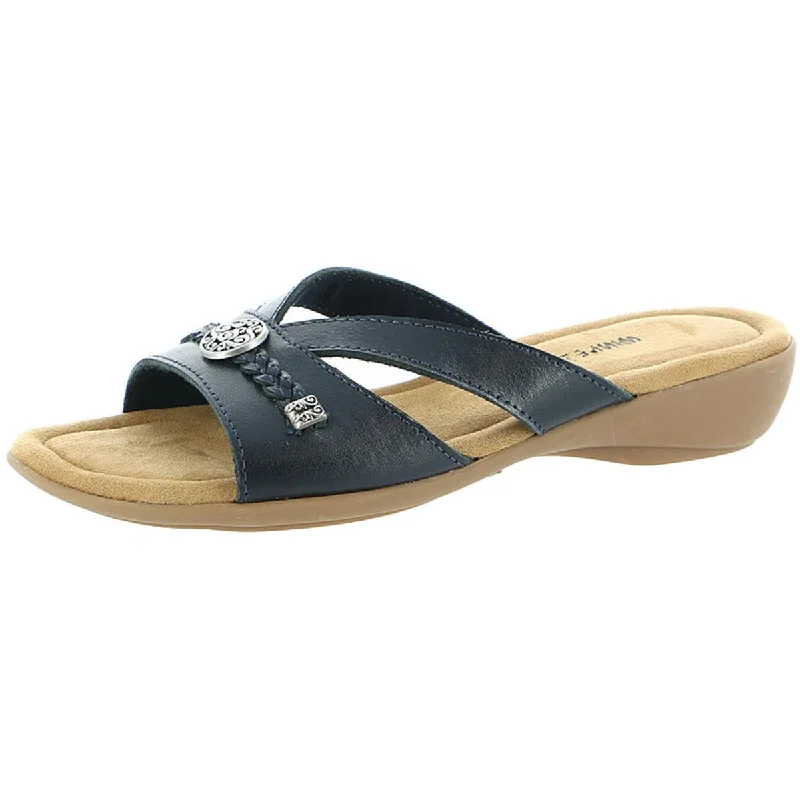 Comfortable Women's Shoes Minnetonka Womens Siesta Leather Slip On Slide Sandals