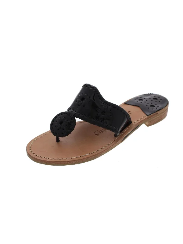 Trendy Women's Wear Collection Palm Beach Womens Patent Whip Stitched Trim Thong Sandals