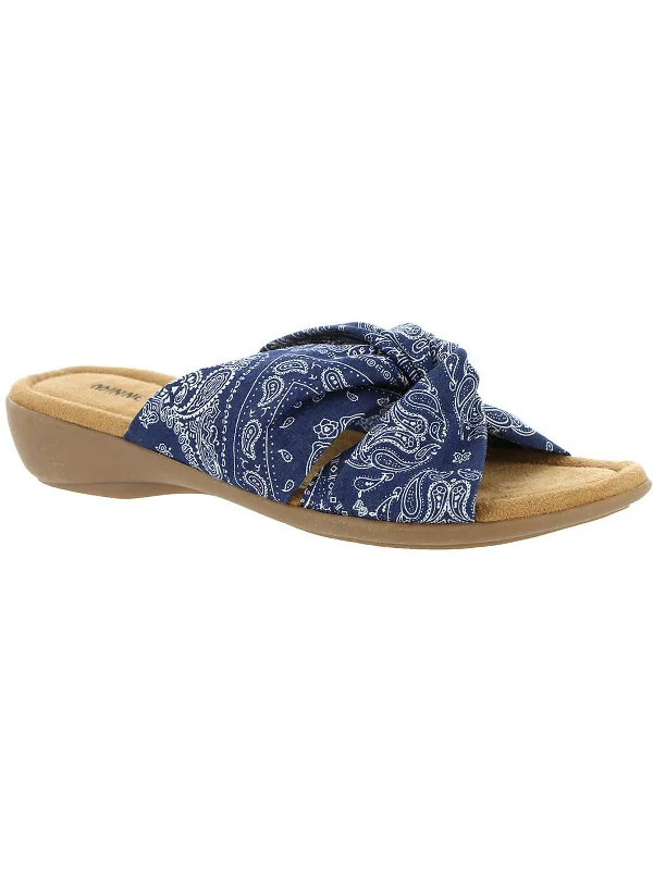 Lightweight Shoes Sarong Womens Knot-Front Knit Slide Sandals