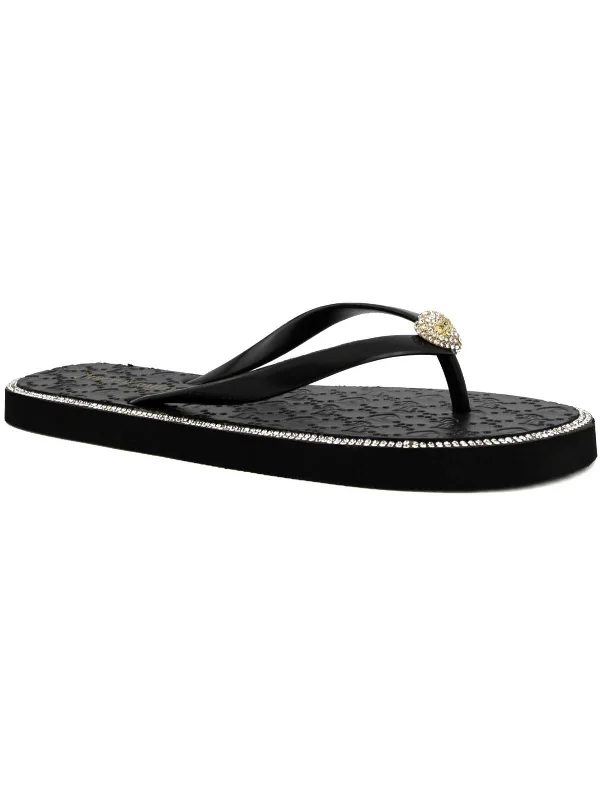 Comfortable Stretchy Shoes Skylah Womens Rhinestone Slip-On Flip-Flops