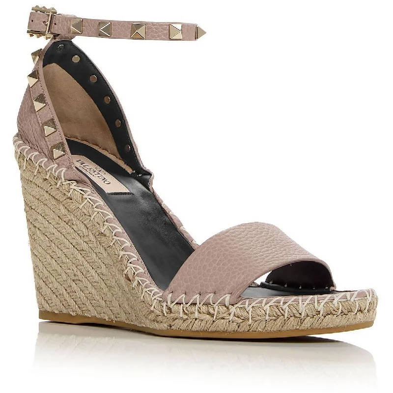 Affordable Women's Shoes Valentino Garavani Womens ROCKSTUD Leather Wedges Espadrilles