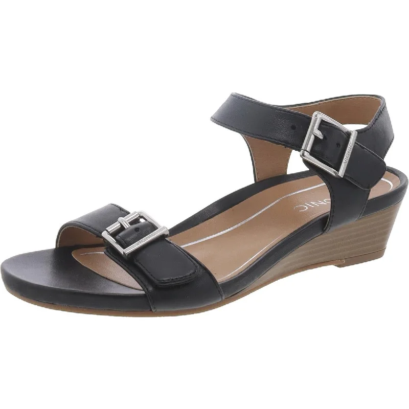 Holiday Glam Vionic Womens Fort Frances Leather Wedge Slingback Sandals