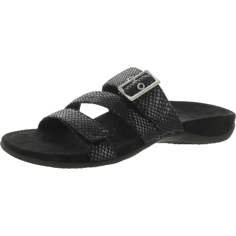 Stylish Basics Vionic Womens Skylar Faux Leather Strappy Slides