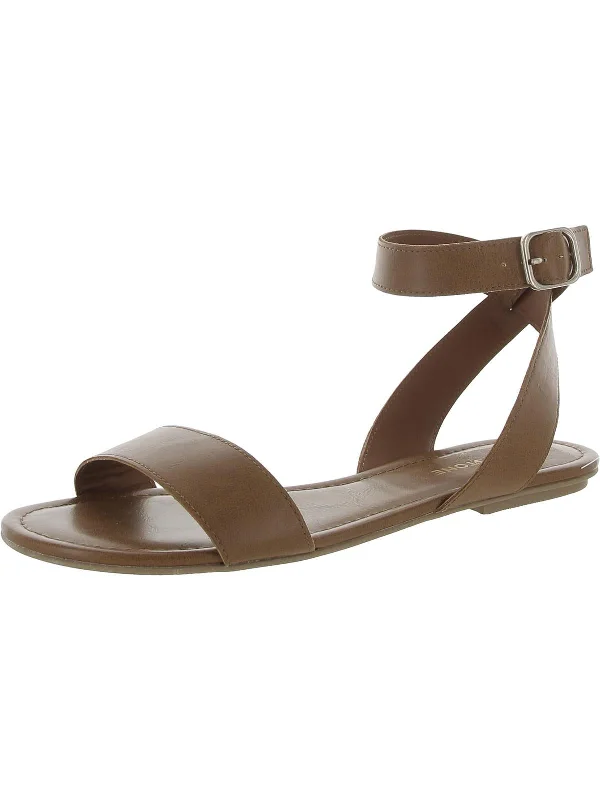 Fashionista Favorites Womens Faux Leather Cushioned Footbed Ankle Strap