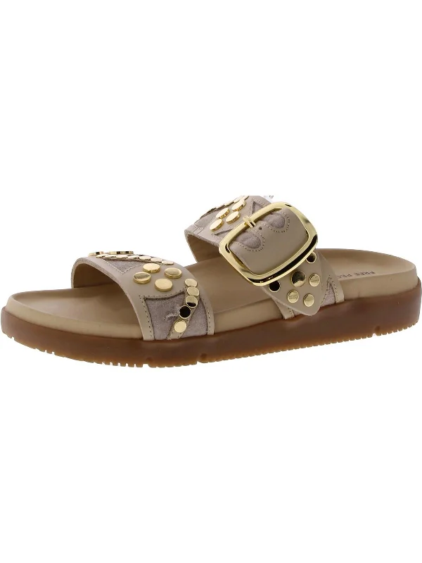 Sale Clearance Womens Faux Leather Flat Slide Sandals