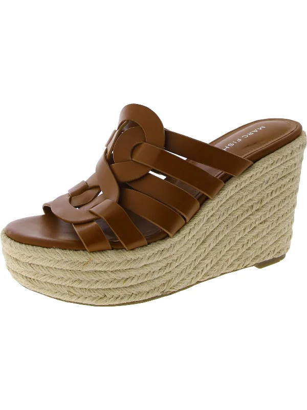 Limited-Time Shoe Deals Womens Faux Leather Open Toe Wedge Sandals