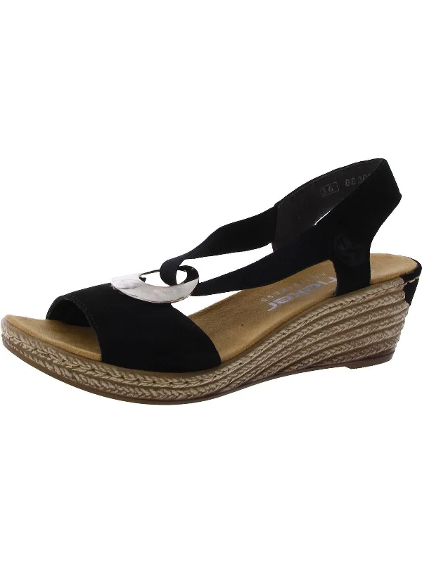 Early Bird Offer Womens Faux Suede Slip On Wedge Sandals