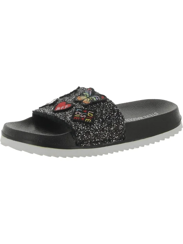 Luxury Casual Footwear Womens Glitter Textured Slide Sandals