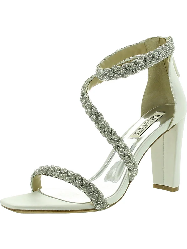 Must Haves Womens Satin Embellished Ankle Strap