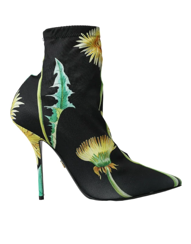 Water-Resistant Shoes Sale Dolce & Gabbana  Floral Jersey Stretch Ankle Boots Women's Shoes