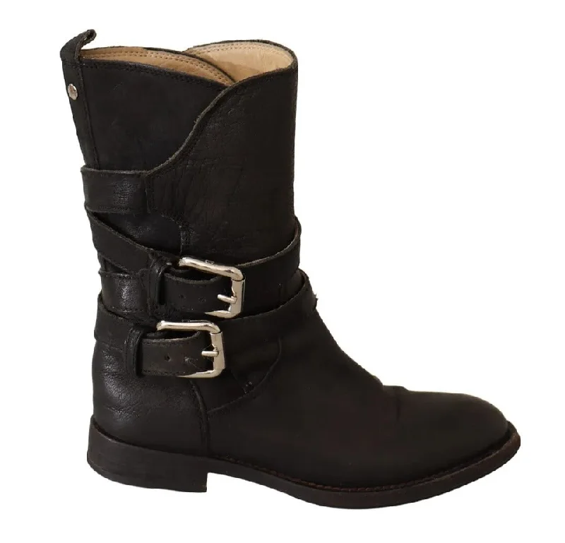 Versatile Shoes Promotion Dolce & Gabbana  Leather Buckle Mid Calf Boots Women's Shoes (Pre-Owned)