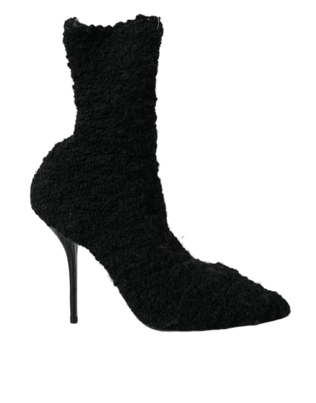 Travel-Friendly Footwear Promotion Dolce & Gabbana  Stiletto Heels Mid Calf Boots Women's Shoes