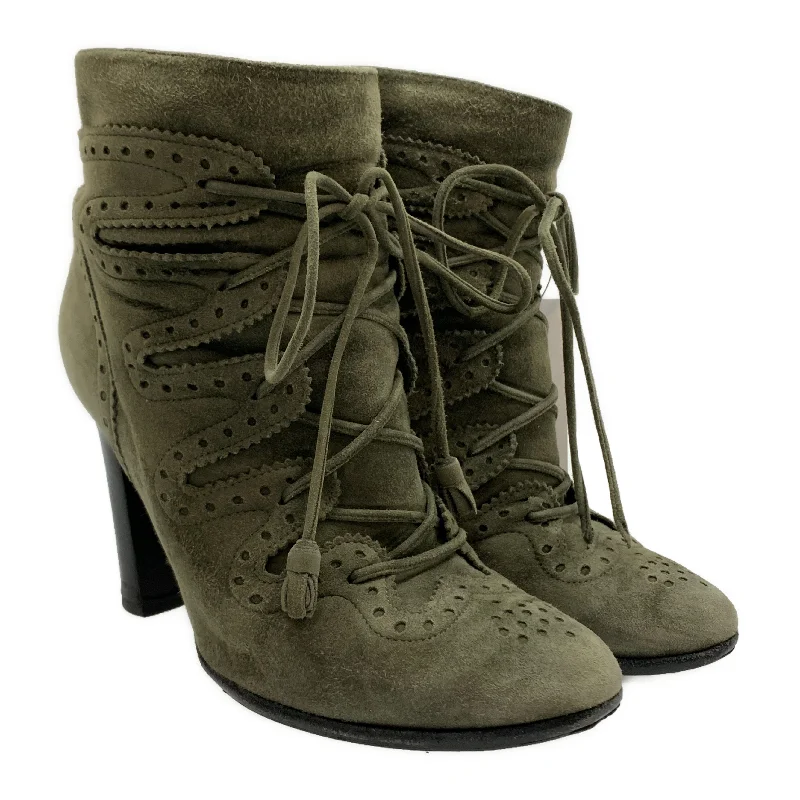 Comfortable Women's Shoes #HERMES/Lace Up Boots/KHK