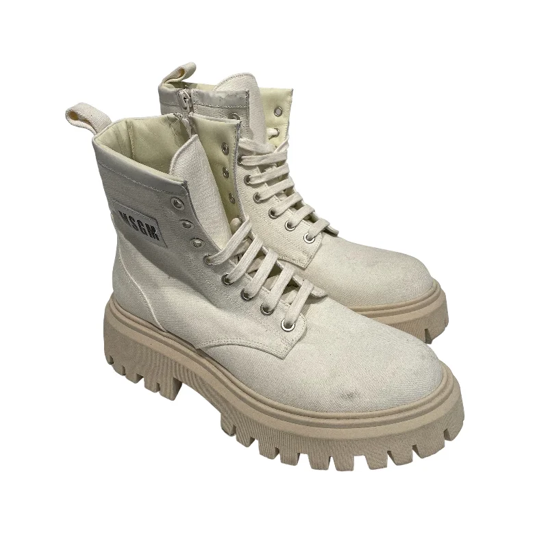 Stylish Shoe Discounts MSGM/Ankle Boots/US 8.5/Cotton/WHT/