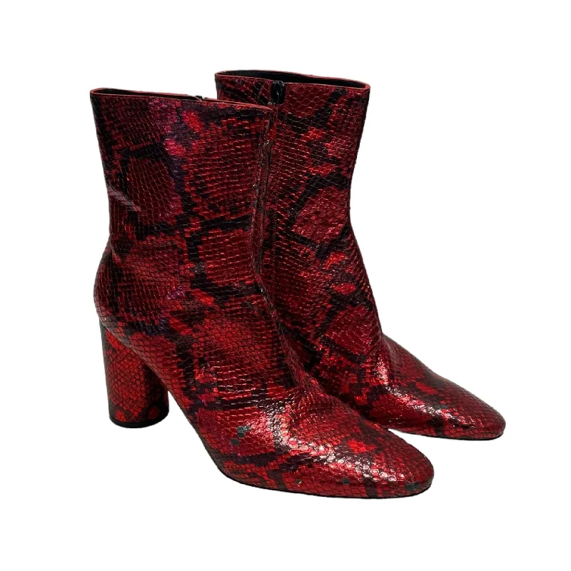 Absurdly Cheap Sale BALENCIAGA/Booties/US 6.5/Animal Pattern/Leather/RED/