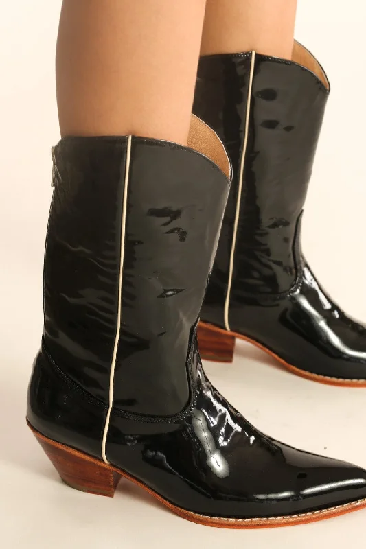 Lightweight Walking Shoes Offers BLACK PATENT WESTERN BOOTS WAKANDA