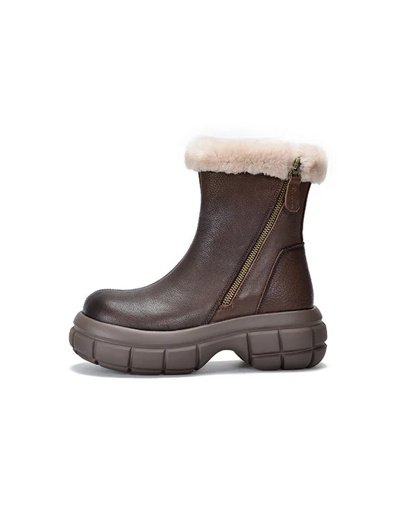 Feminine Style Promotions Comfortable Fur Liner Wide Toe Box Platform Winter Boots